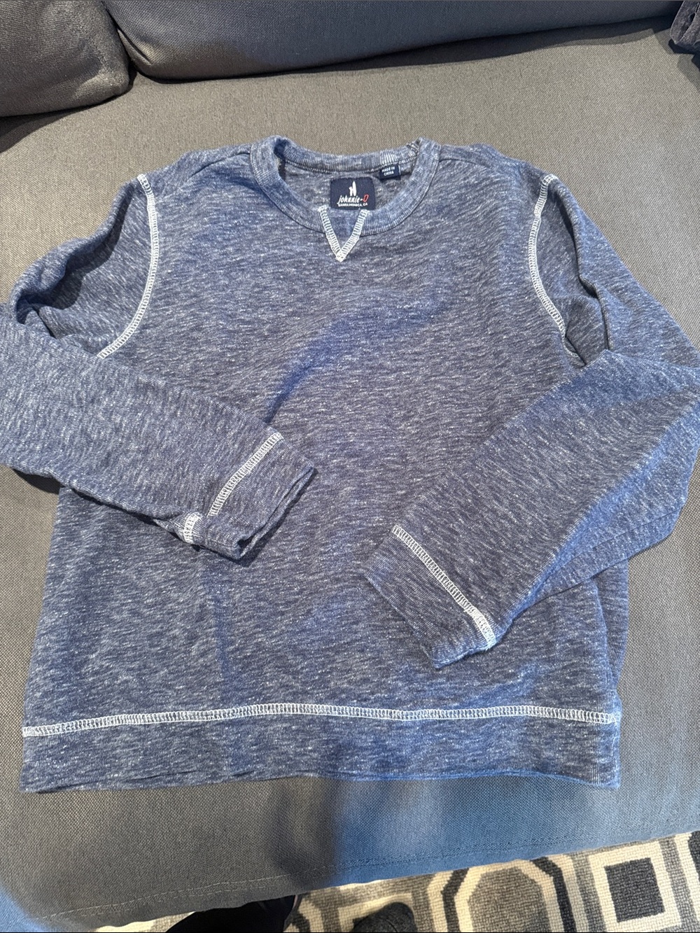 johnnie-O Men's Heather Navy Crewneck with Contrast Stitching